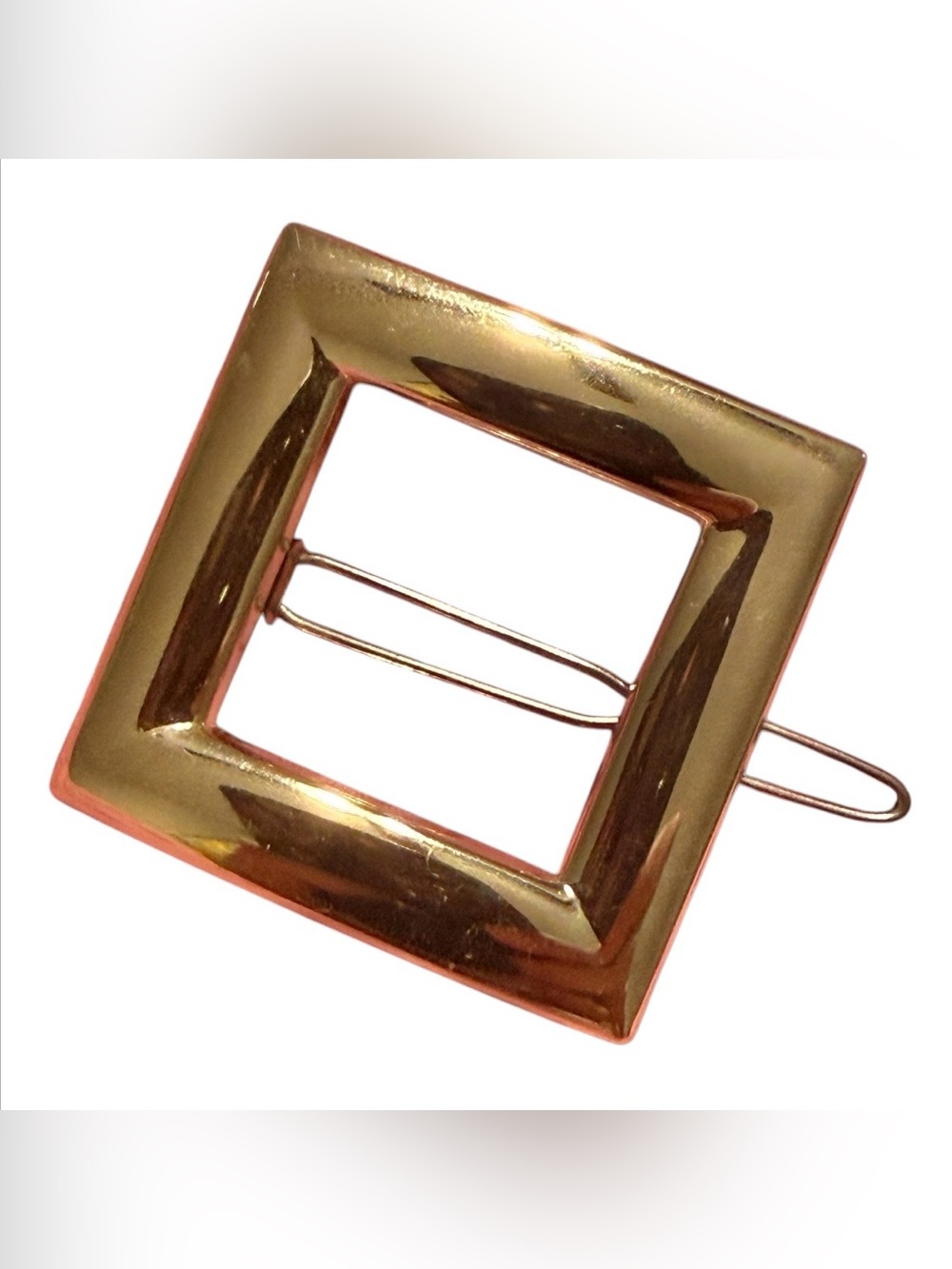 1960’s Gold Square French Hair Barrette,‎ Mod Style, Deadstock/Unworn, 1.5”